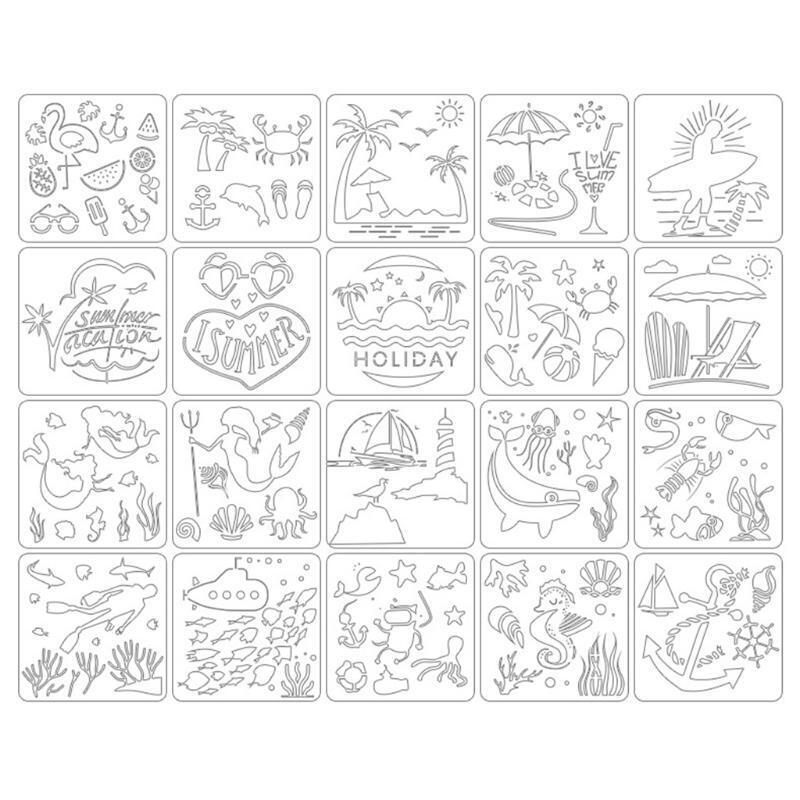 20pcs Multi-purpose Painting Stencil Kit DIY Drawing Stencil Template for Decors