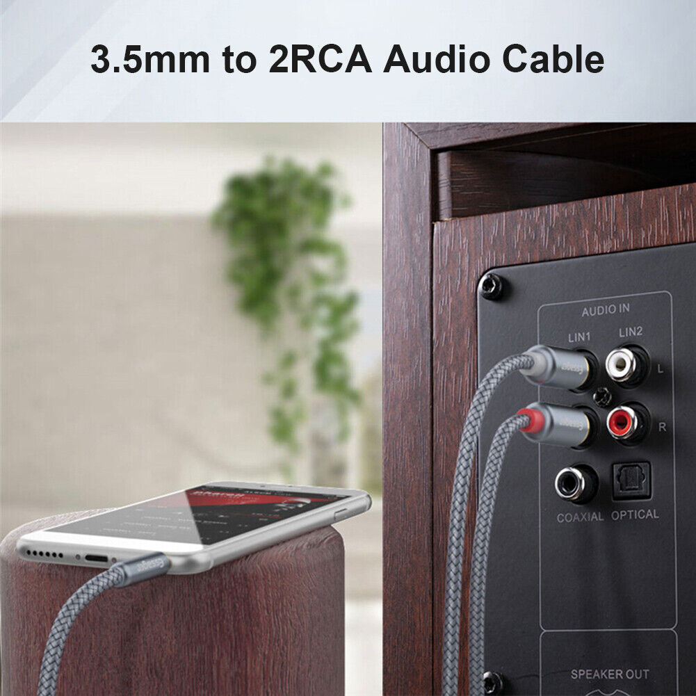 Essager RCA Aux Cable 3.5mm Jack to 2 RCA Audio Cable Y Splitter (5m)