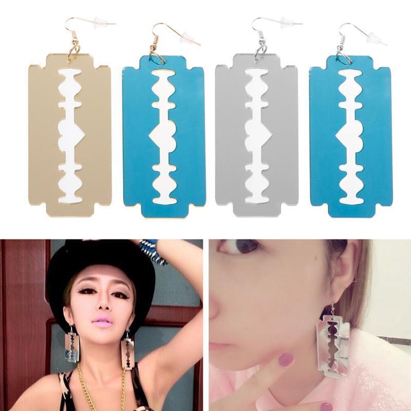 2 Pairs/Lot Acrylic Punk Razor Blade Drop Earrings Fashion Jewelry Accessories