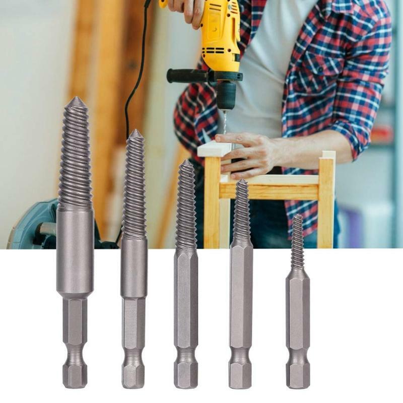 Broken Screw Remover Set Hex Shank Fine Teeth Damaged Bolts Removal Tool 5 Pcs