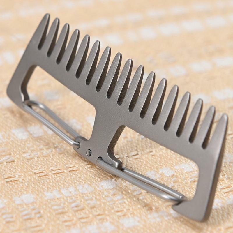 Pure Titanium Hair Comb Anti Static EDC Carabiner Pocket Keychain Hanging Buckle