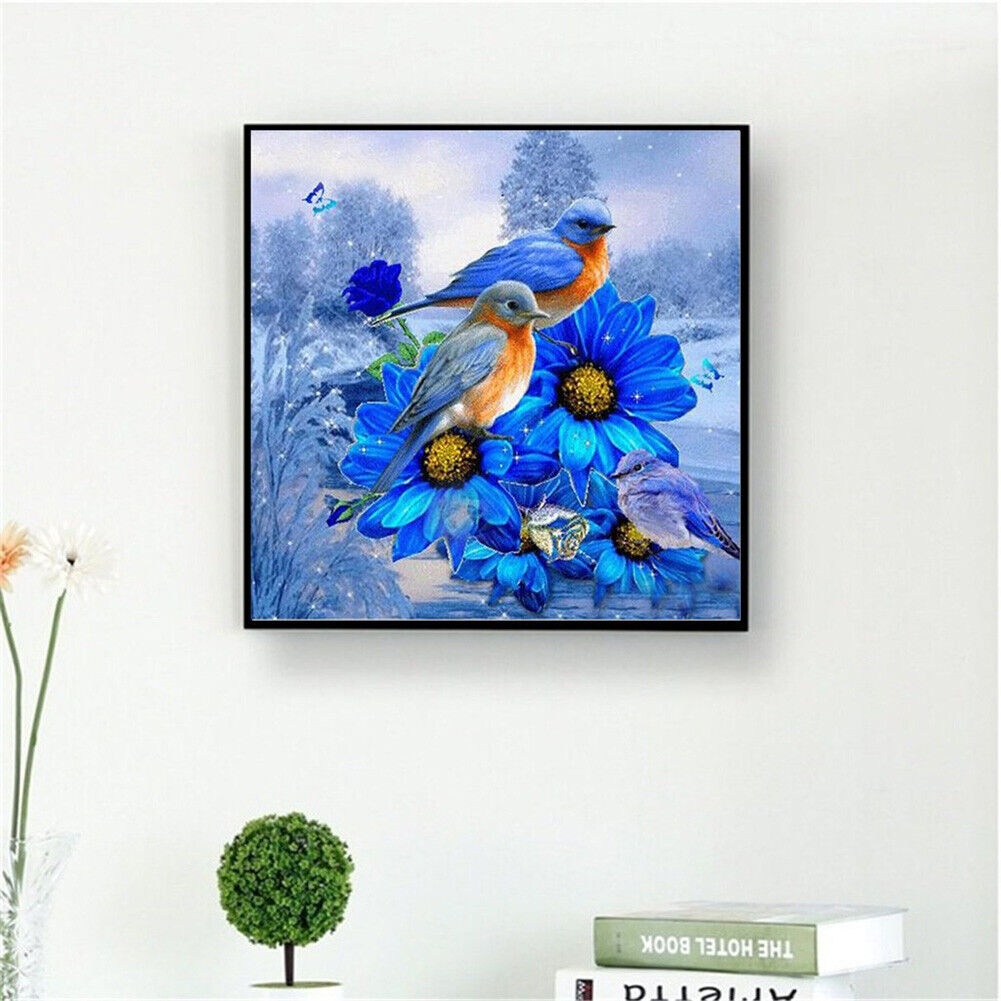 5D Blue Bird Diamond Painting Cross Stitch Mosaic Picture Needlework Decor