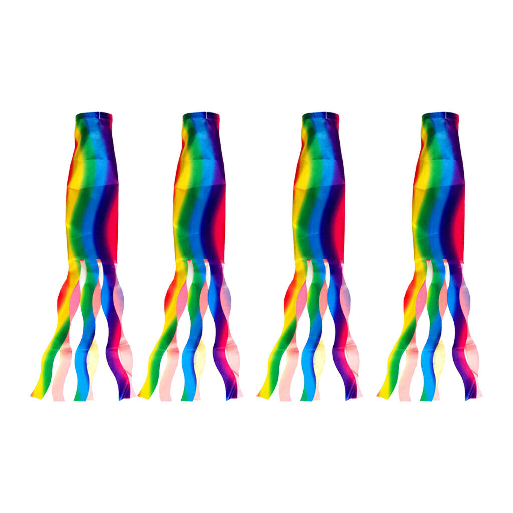 4pcs 70cm Windsock Streamer Flag Outdoor Garden Spinner Rainbow Strip