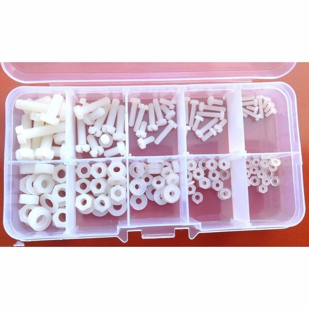 150pcs M2 M2.5 M3 M4 M5 White Nylon Hex Screw Bolt Nut Standoff Spacer Kit