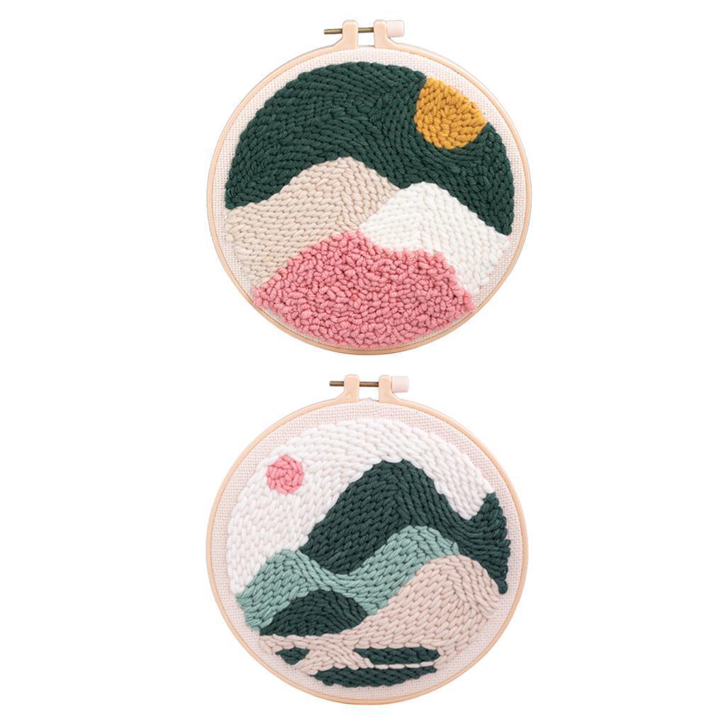 Punch Needle Kits with  Tools Soft Yarn for  Landscape Scenery