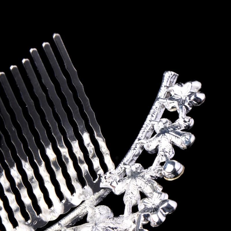 Rhinestone Bridal Tiara Crown With Comb Pin For Wedding Engagement Prom Party