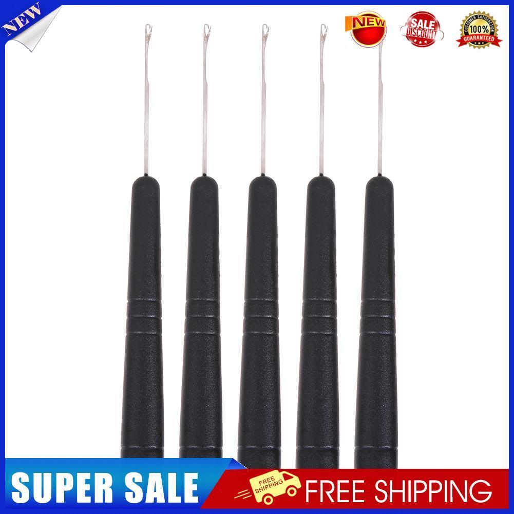 5pcs/set Plastic Handle Sealing Crochet Hooks Knitting Sewing Needles(Black