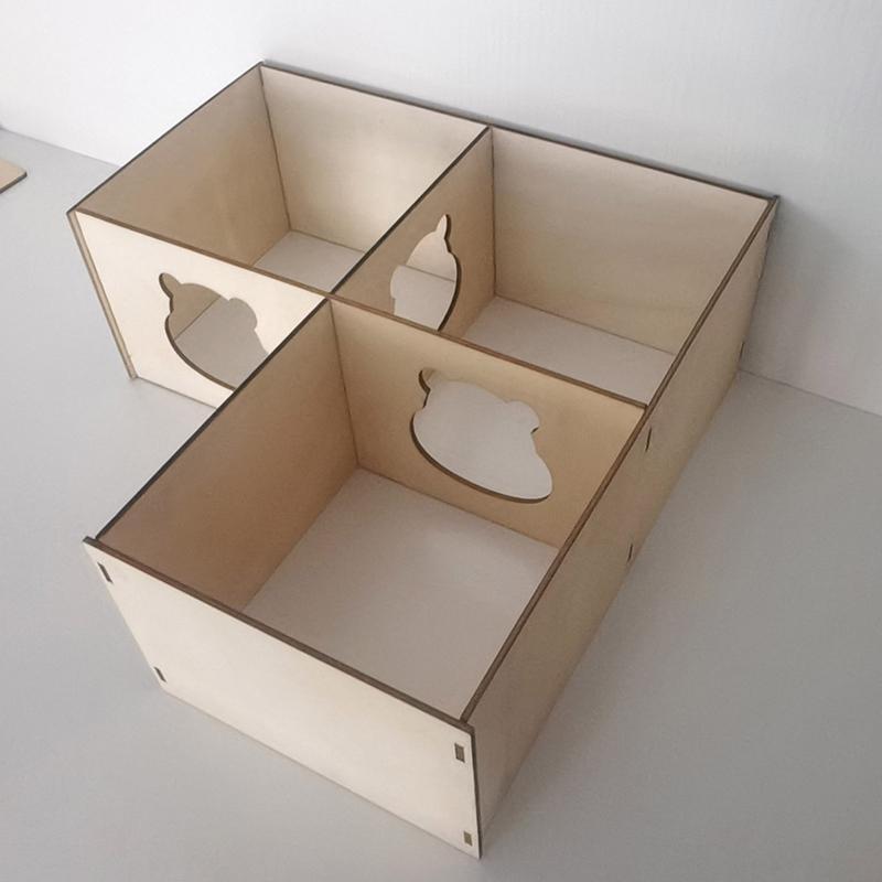 Hamster Wooden House Natural Wood Hideout Habitat Decor for Small Guinea Pigs