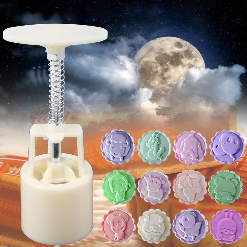 Chinese Zodiac Shape Moon Cake Mould Hand Pressure Cookies Cutter Enjoy Fun Gift