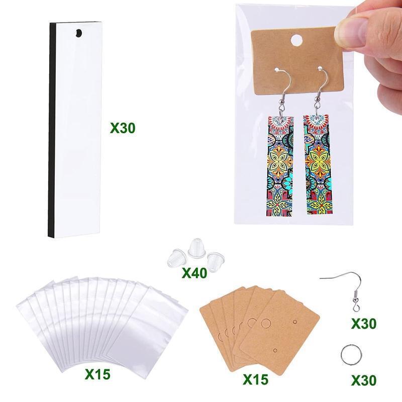 30PCS MDF Board Heat Transfer Earring Unfinished Wood Earring DIY Making Craft