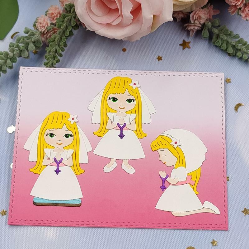 Long-haired Girls Metal Cutting Die Decorative Prayer Embossing Die Stencil