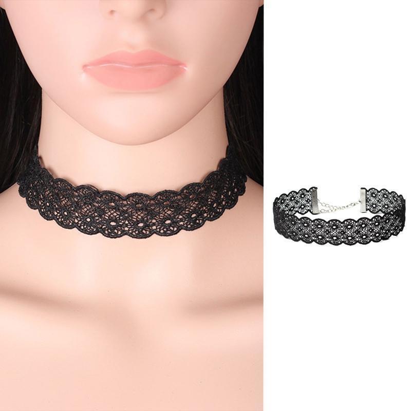 Lolita Choker Collar Goth Lace Choker Necklace Wide Punk Garter Leg Rings
