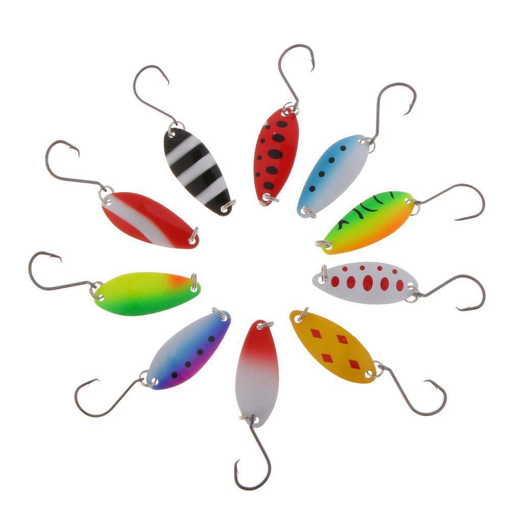 10pcs Spinners Spoon Fishing Bait Bass Trout for Trolled Cast Drifted Jigged