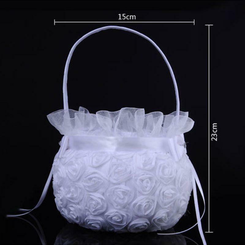 White European Bride Embroidery Basket Rose Decoration Lace Wedding Flower Girl