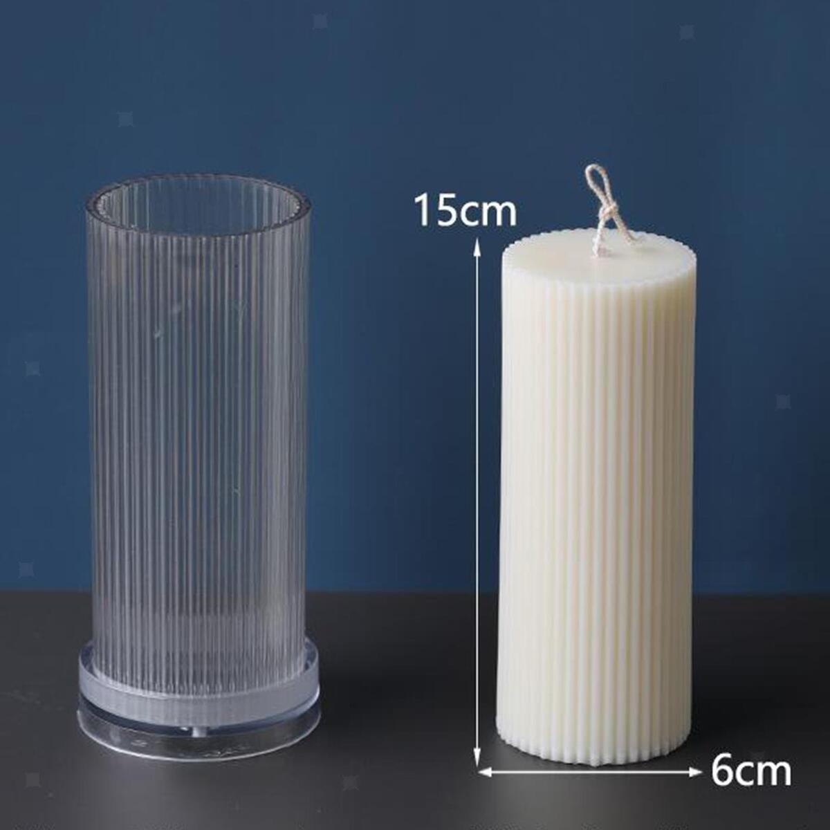 2x Long  Candle Molds Acrylic Large Cylinder Rib Candle Making