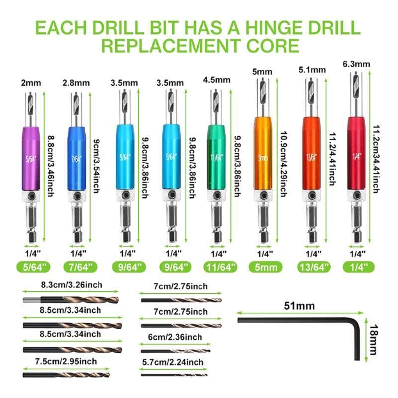 Durable 17x/Set Woodworking Tool Self Centering Hinge Drill Bit for Wooden Doors