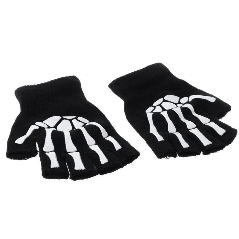 Cycling Gloves Kids Outdoor Sports Bicycle Half Finger Skeleton Soft Protective