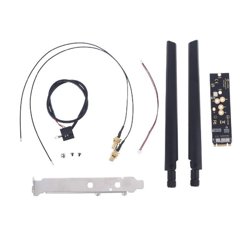 BCM94360 AP 12+6PIN Card to M.2 Key B+M Adapter Board + 2 External Antenna