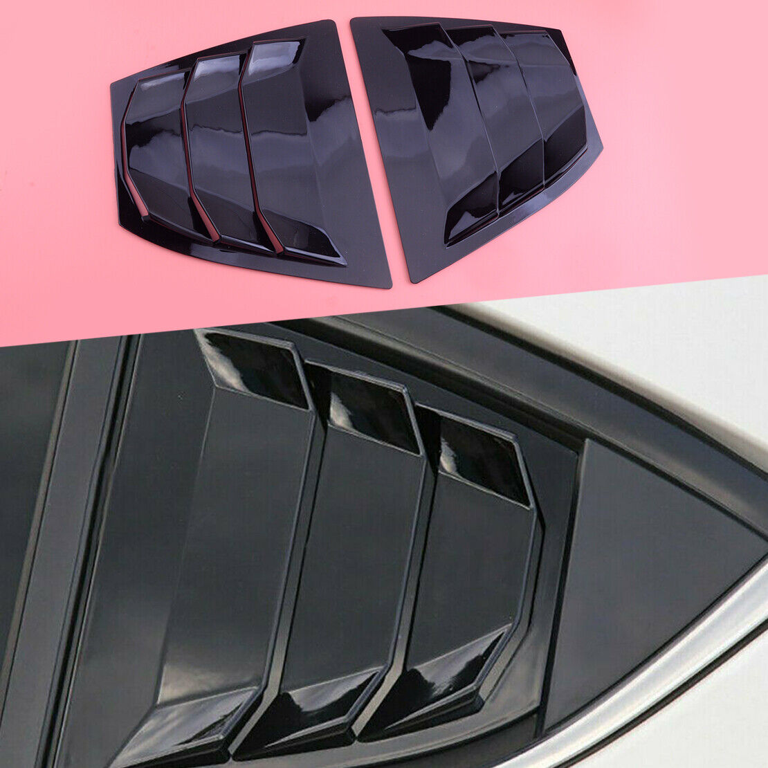 Kit Rear Side Window Quarter Louver Vent Cover Trim Fit for Mazda 3 Axela 14-18