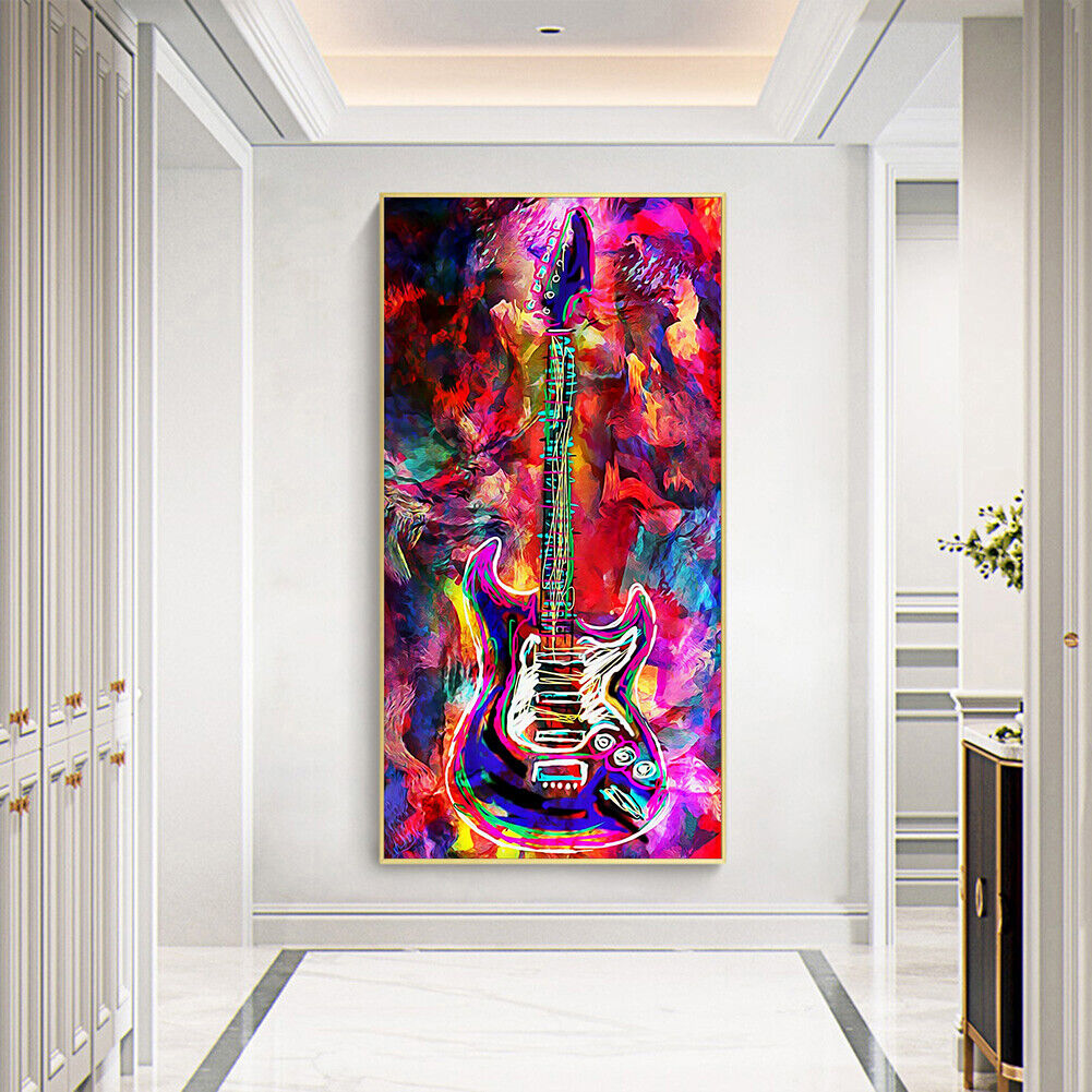Abstract Guitar Oil Paint By Numbers Kit DIY Handpainted on Canvas Wall Art