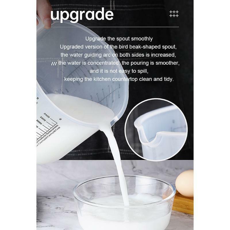 2.5L Baking Measuring Cup Scale Mixing Bowl with Lid Transparent Home Mixing Cup