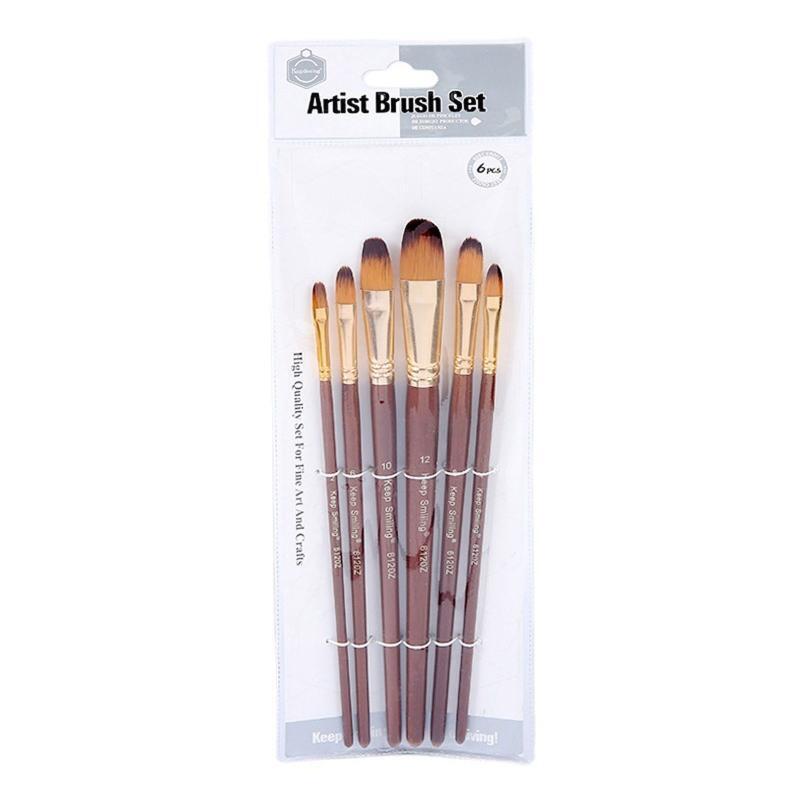 6 Pcs Nylon Hair Painting Brush Set Professional Painting Paintbrushes Kits