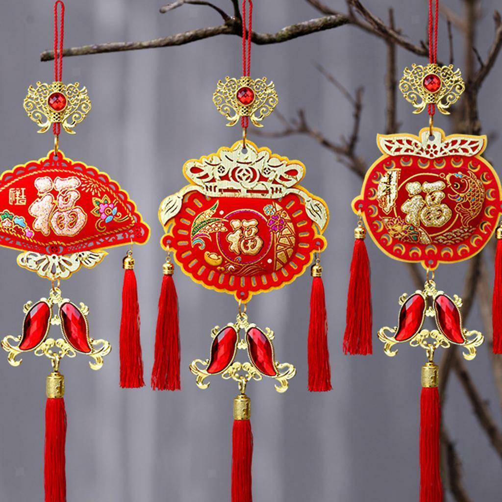 3x Spring Festival Pendants Lucky Bags Removable Party Supplies  Office