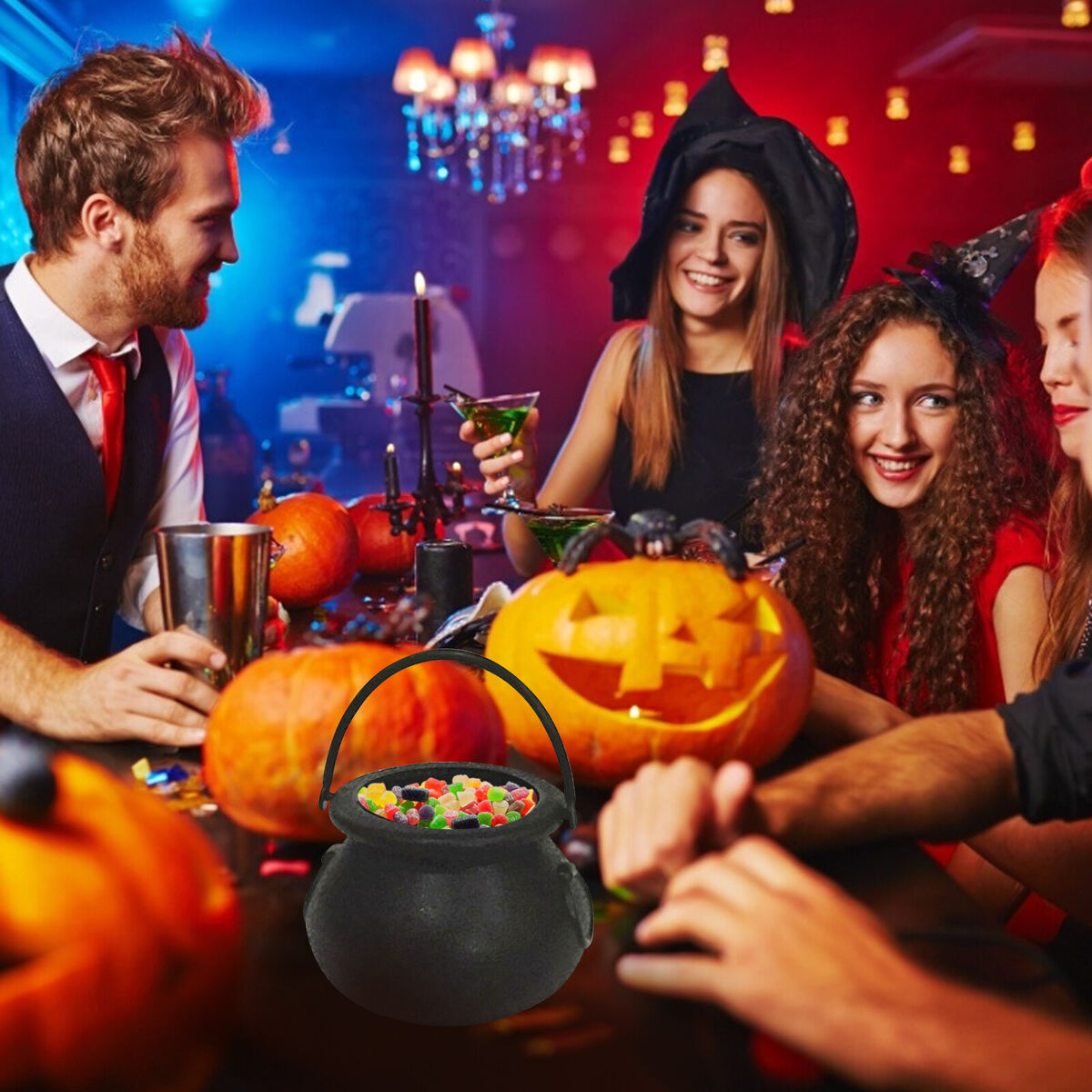 Mini Halloween Candy Bucket Pot Portable Witch Cauldron Jar (Witch Pot)