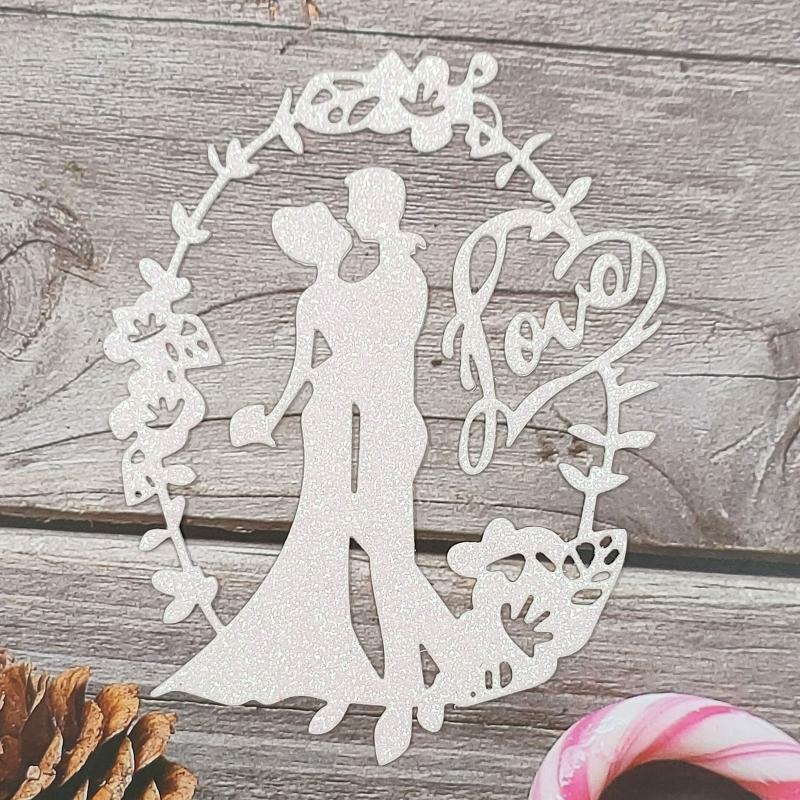 Wedding Couple Love Wreath Metal Cutting Dies Stencil DIY Scrapbooking Template