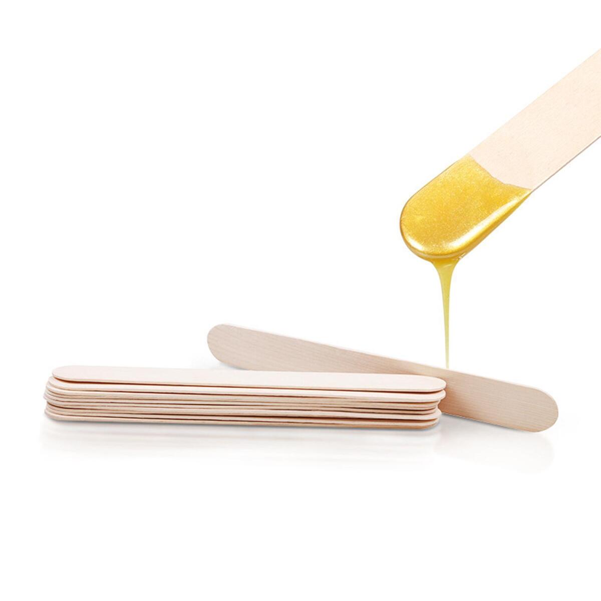100x Wax Sticks Large Wooden Smooth Round Ended Spatula Mixing Paddles Stirrers