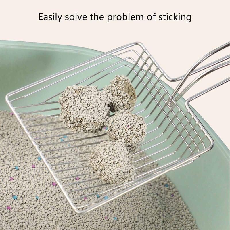 Stainless Cat Litter Scoop w/ Deep Shovel, Durable Cat Poop Scooper Comfy Handle
