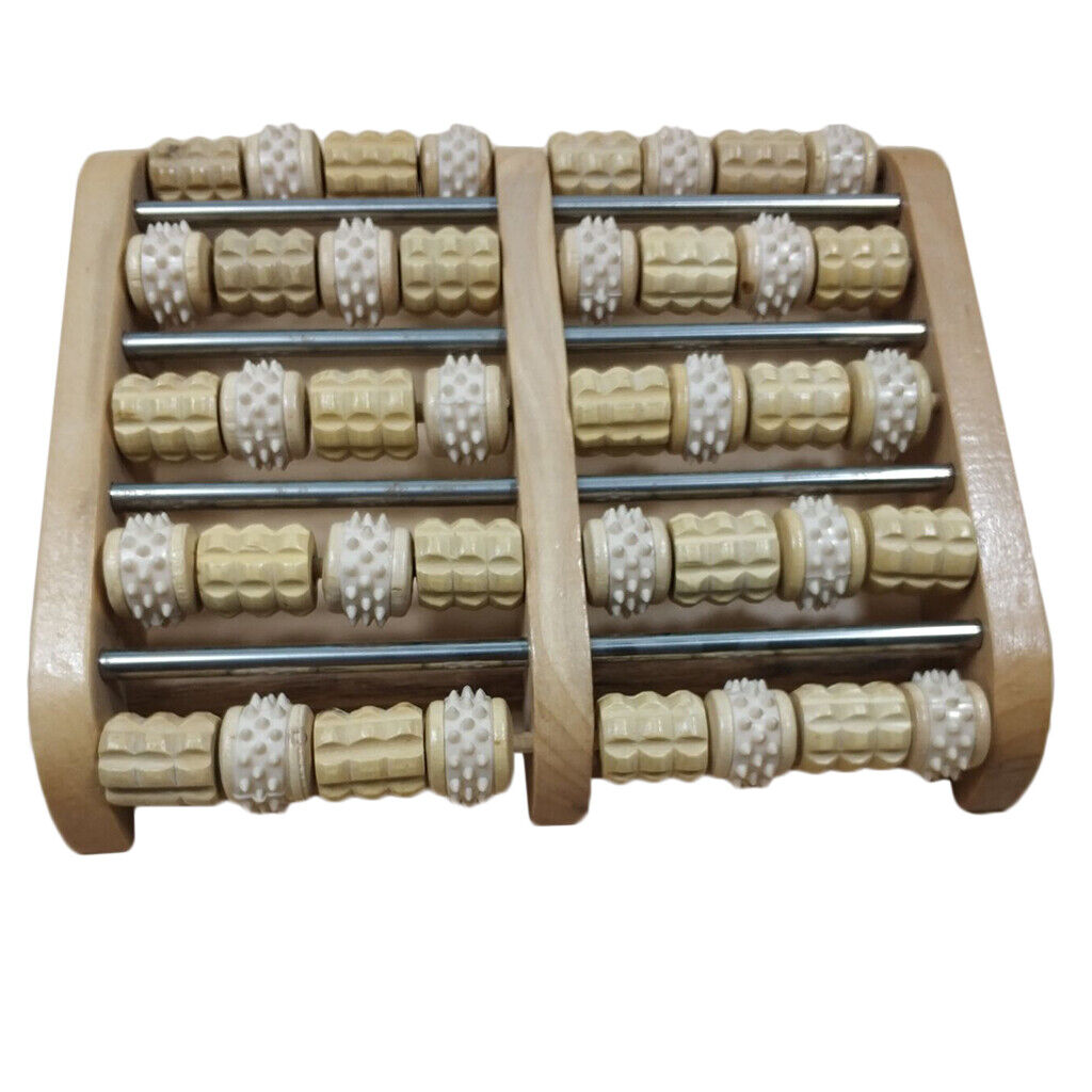 Wooden Dual Foot Massager Roller Relief Stress Massage Reflexology Tool