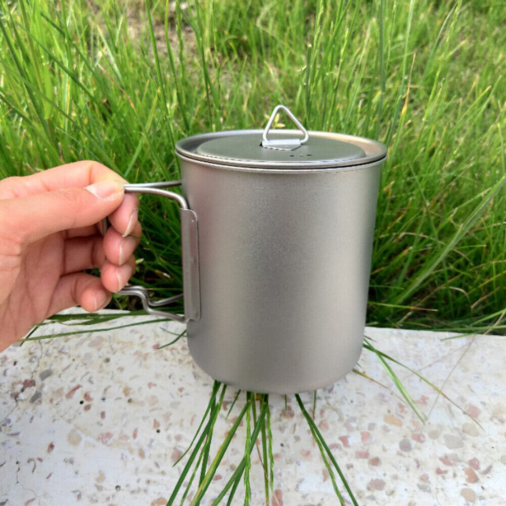 600ml Titanium Camping Mug Cup Travel Wild Survival Tourist Picnic Utensils