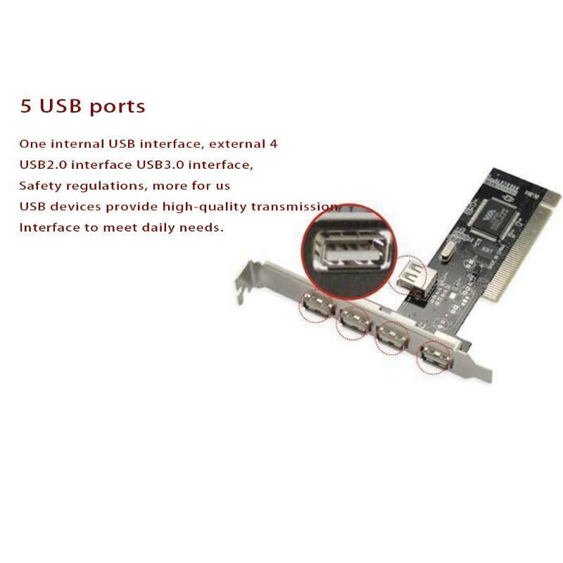 USB 2.0 4 Port 480Mbps High Speed Via Hub PCI Controller Card PCI Adapter Cards