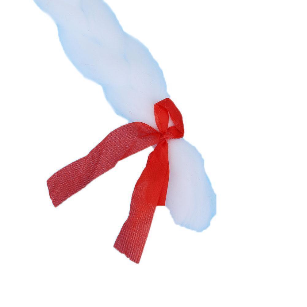 Cute White Rim Santa Christmas Hat Xmas Bonnet Decoration With Braids