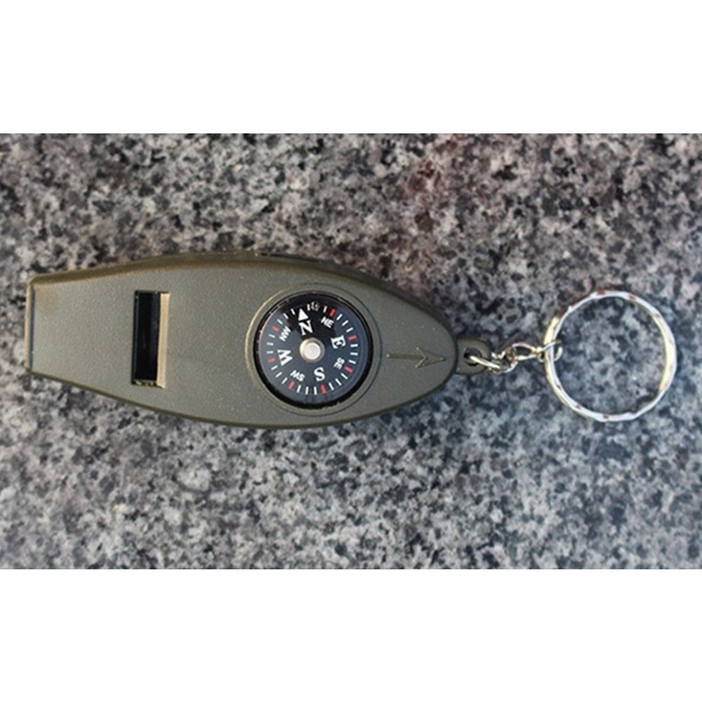 Camping Outdoor Hiking Supplies 4 In1 Whistle Thermometer Magnifier Compass