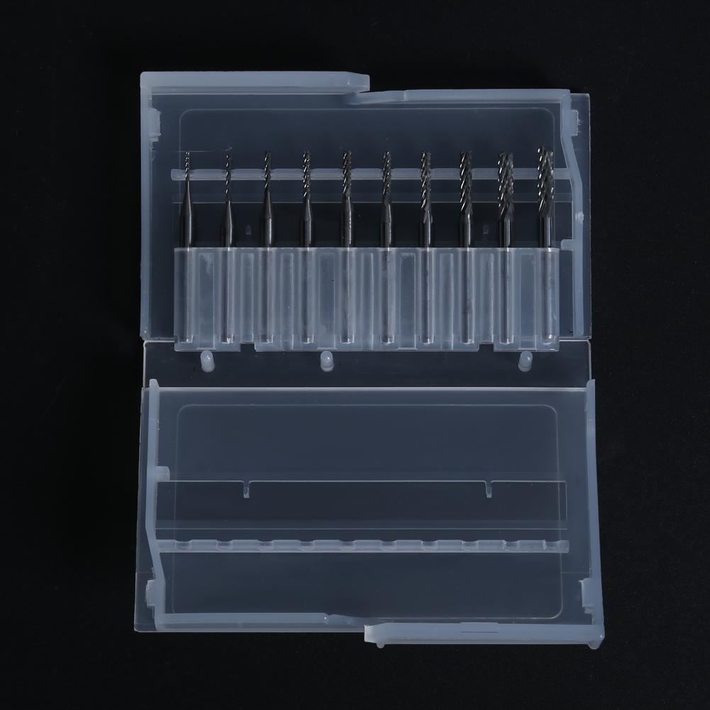 10Pcs/Box 1/8 Inch 0.8-3.17mm PCB Engraving Cutter Rotary CNC End Mill