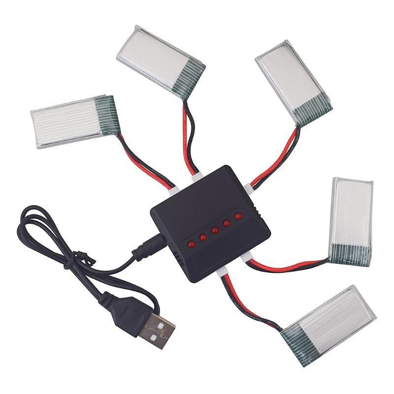 5 in 1 Charger with 5x 3.7V 550mAh Li-Po Batteries & USB Cable for SYMA Q11 H99W