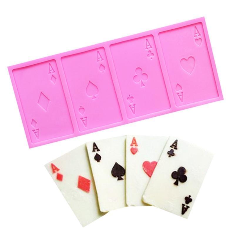 Poker Cookie Cake Silicone Mold Playing Cards Chocolate Fondant DIY Crafts Mould