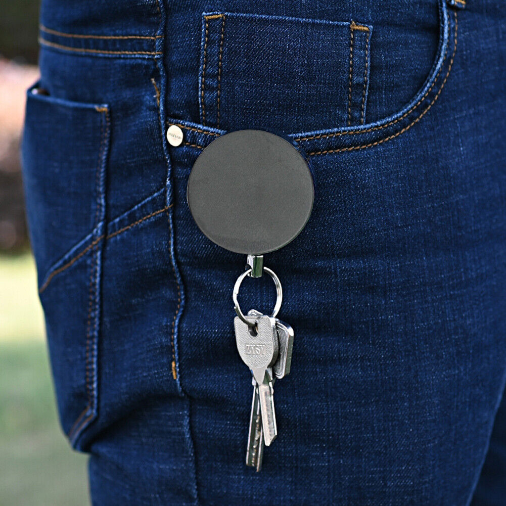 60cm Retractable Pull Belt Key Ring ID Card Badge Holder Wire Rope Chain