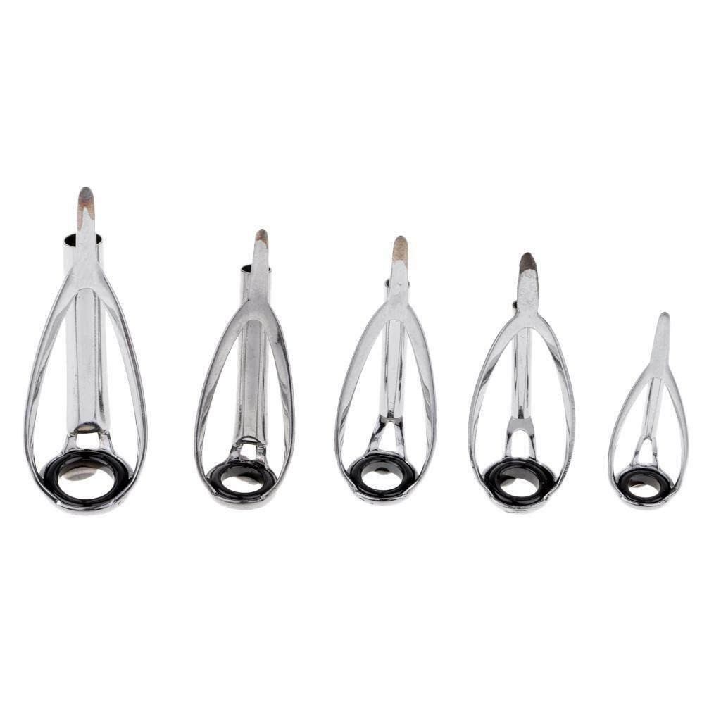 Set of 5 Fishing Rod Guides  Eye Ring DIY Rod Repair Kits Mixed Sizes