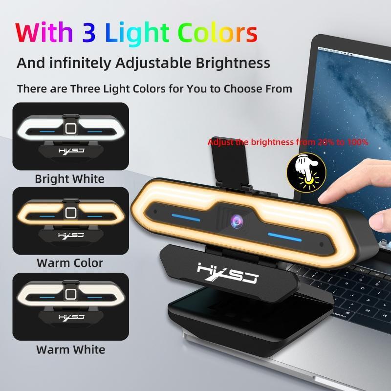 1080P 60FPS Webcam with Light Web Camera Built-in 2Noise Reduction Microphones