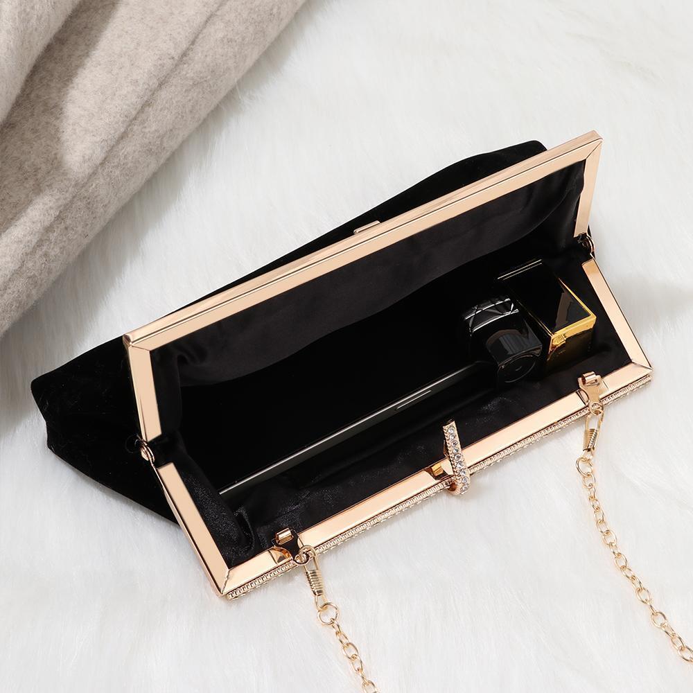 Women Banquet Party Bridal Evening Bag Velvet Diamante Clutch Bag Handbag