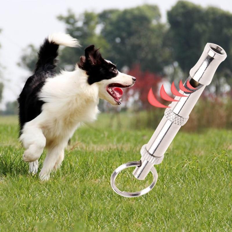 Metal Dog Whistle with Keychain Ring Dogs Training Whistles for Pet Dog Outdoor