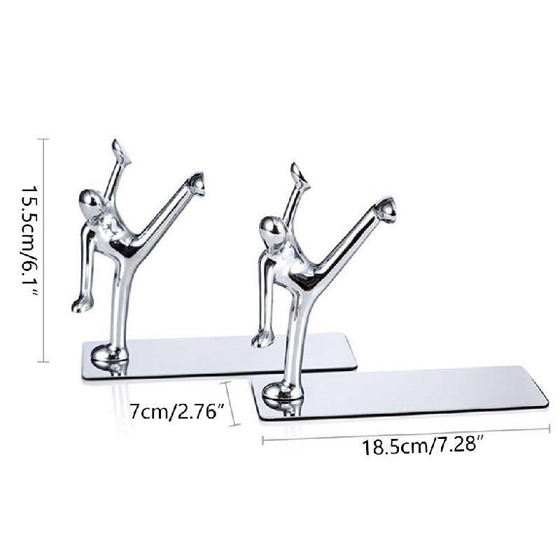 2Pcs Ceative Alloy Bookend Exquisite Metal Book Stand Desk Ornaments for Home