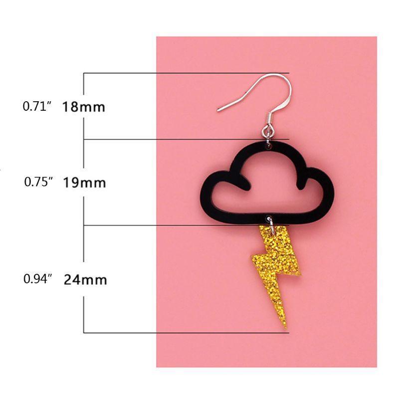 Acrylic Rainbow Cloud Colorful Lightnings Dangle Earrings Fashion Jewelry