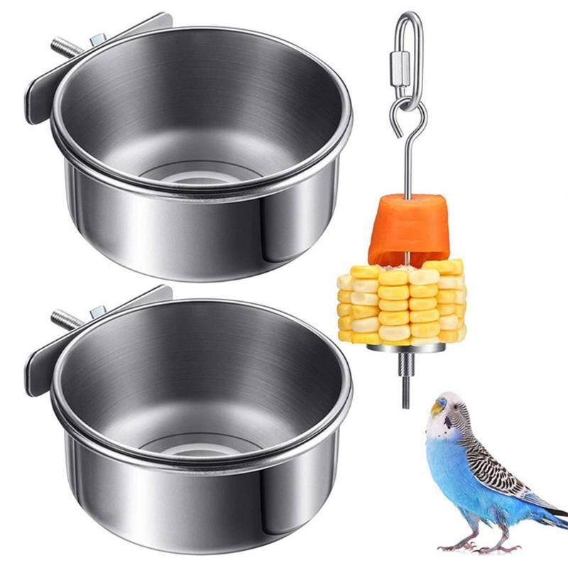 4 Pcs Bird Food Holder Treat Skewer Stainless Steel Parrot Hanging Fruit Feeder