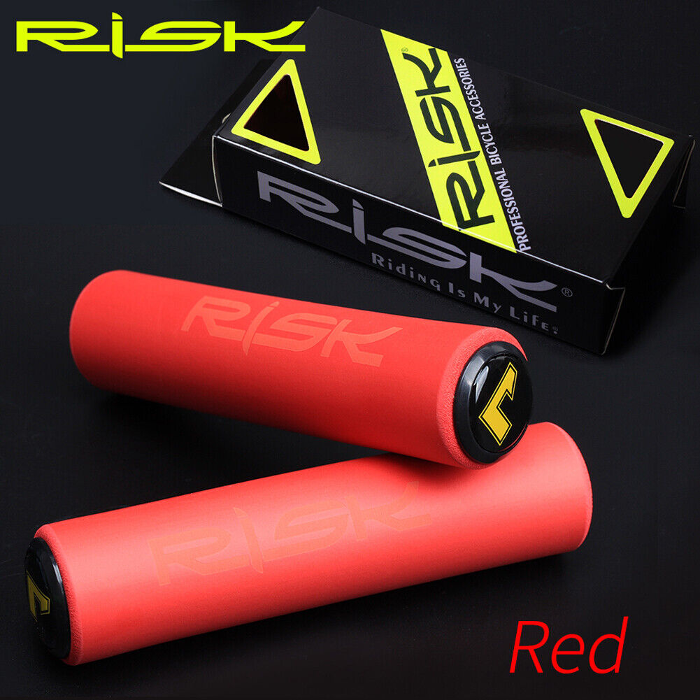 RISK 1 Pair Bicycle Handlebar Cover Non Slip Bike Handle End Grips (Red)
