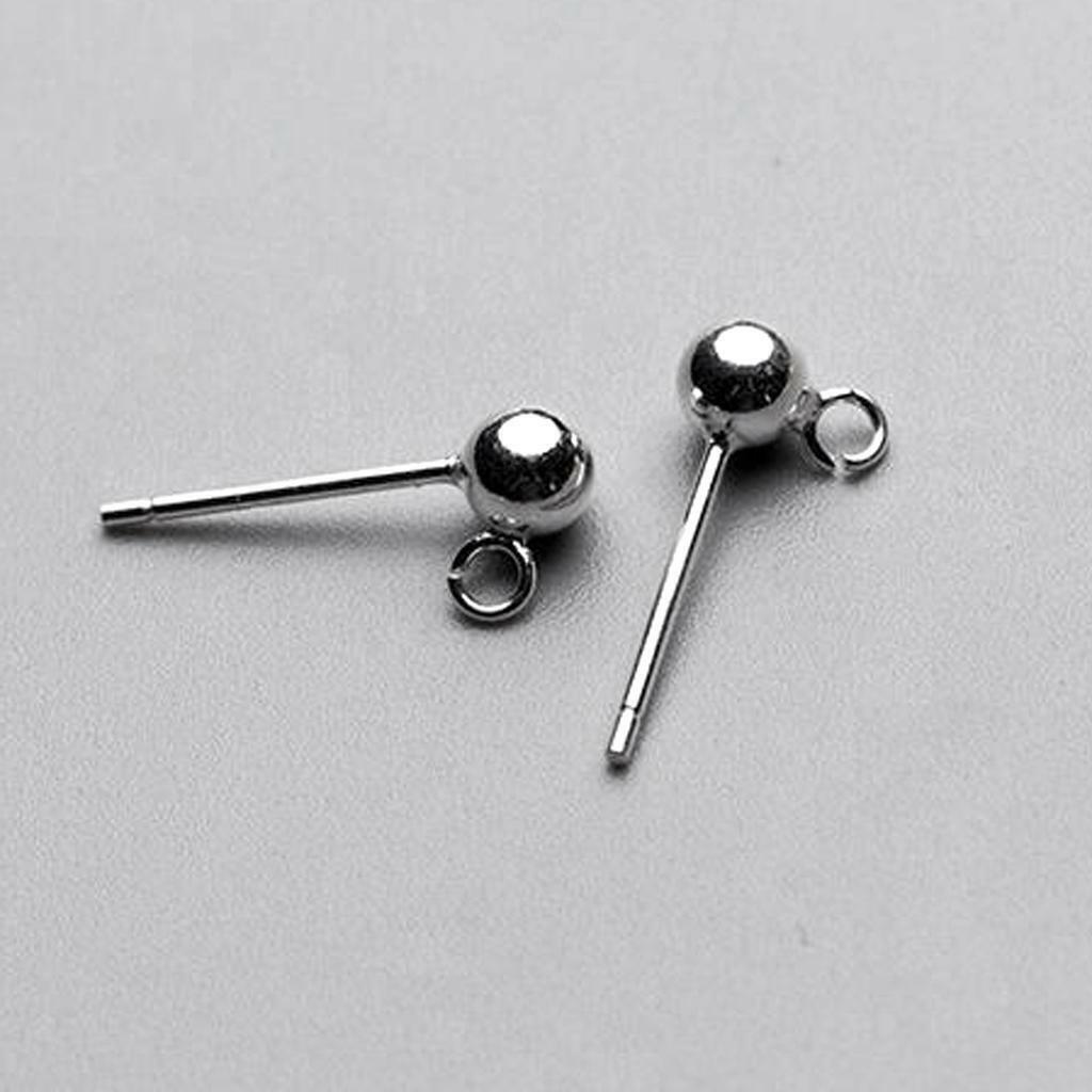 16 Pieces 925 Sterling  Ball Earring  Posts Backs Jewelry Findings