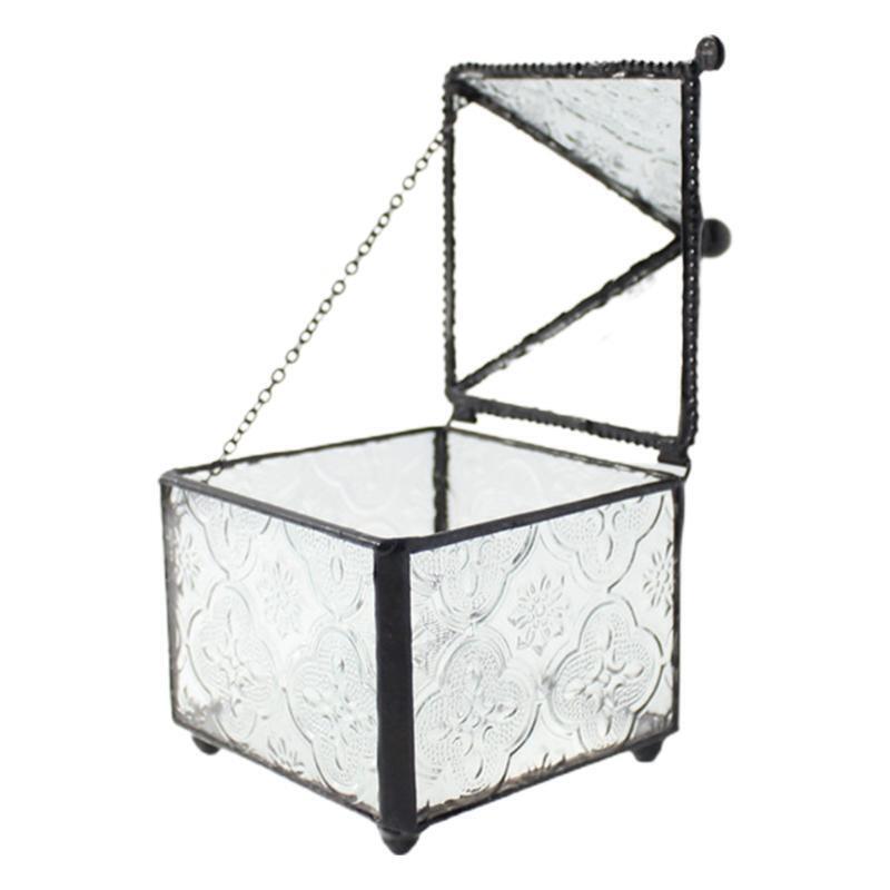 Four-sided Spire Geometric Ring Box Glass Jewelry Storage Box Wedding Engagement